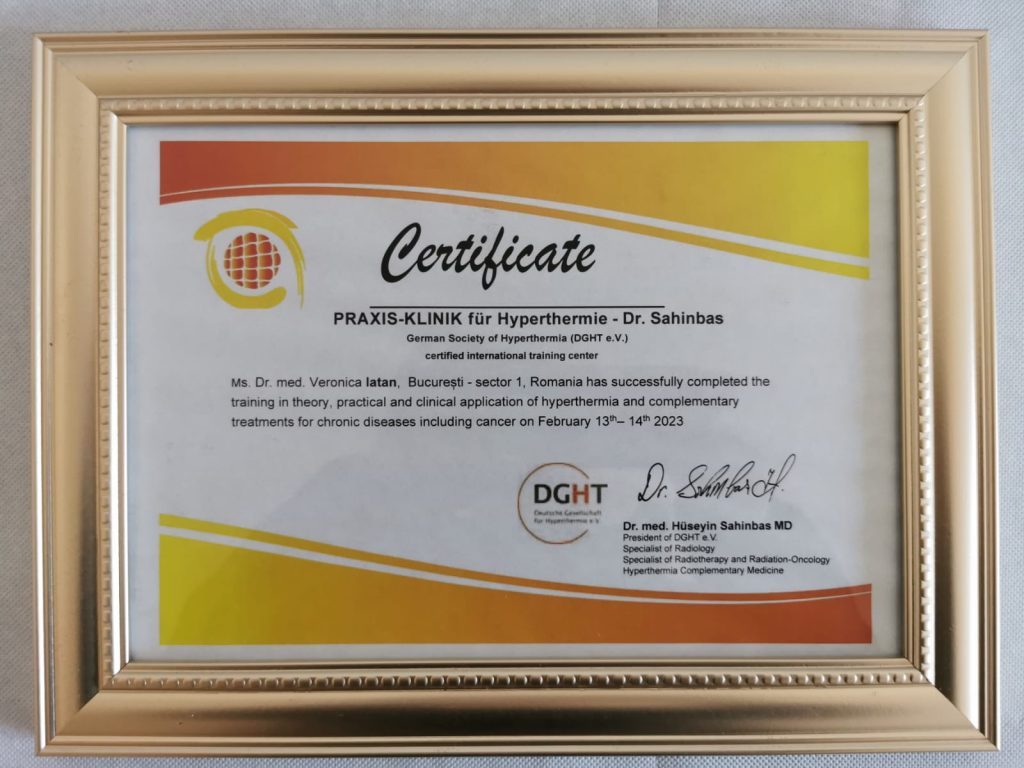 Certificat hipertermie Dr. med. Veronica Iatan